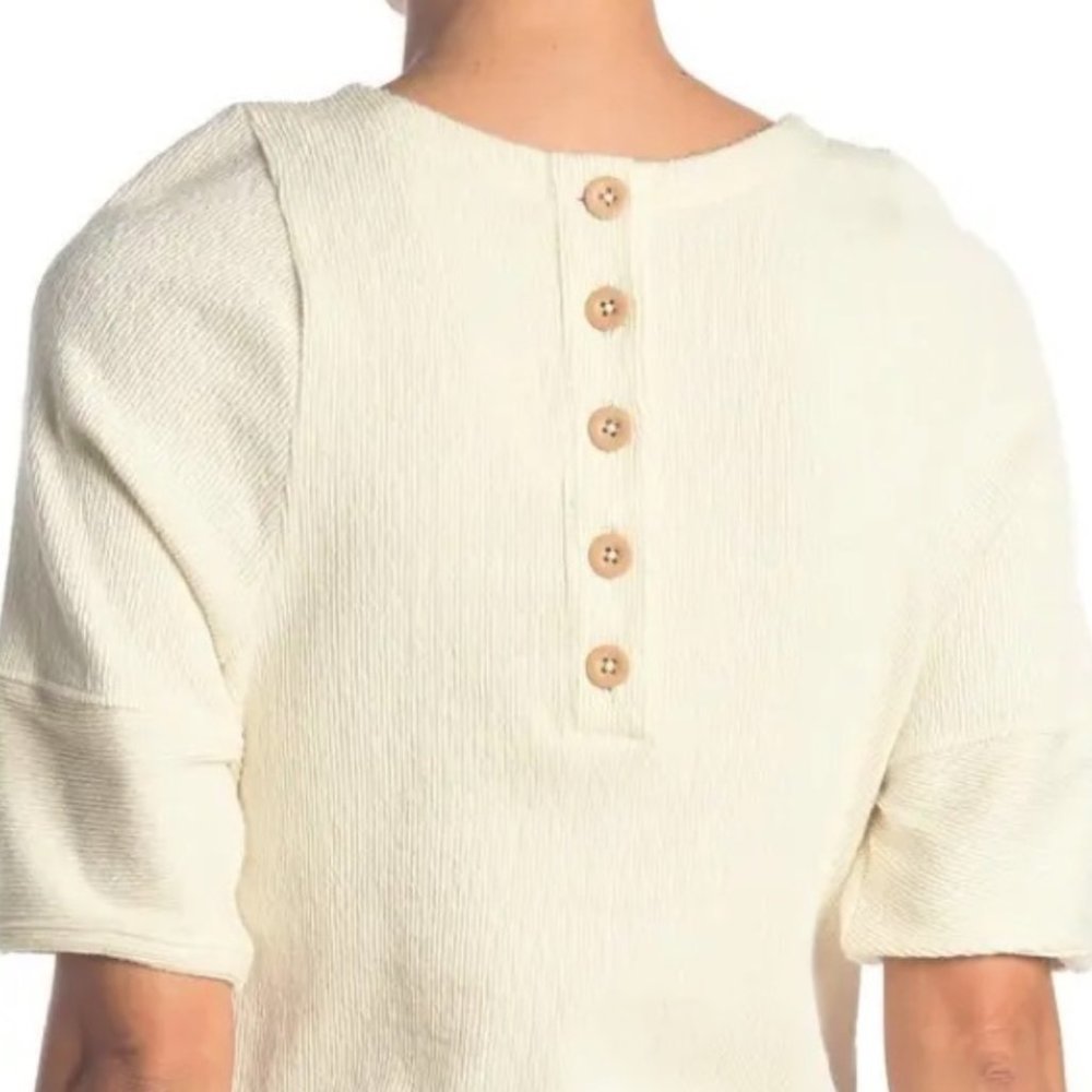 Madewell Ottoman Jacquard Button-Back Top - Cream - Size Small